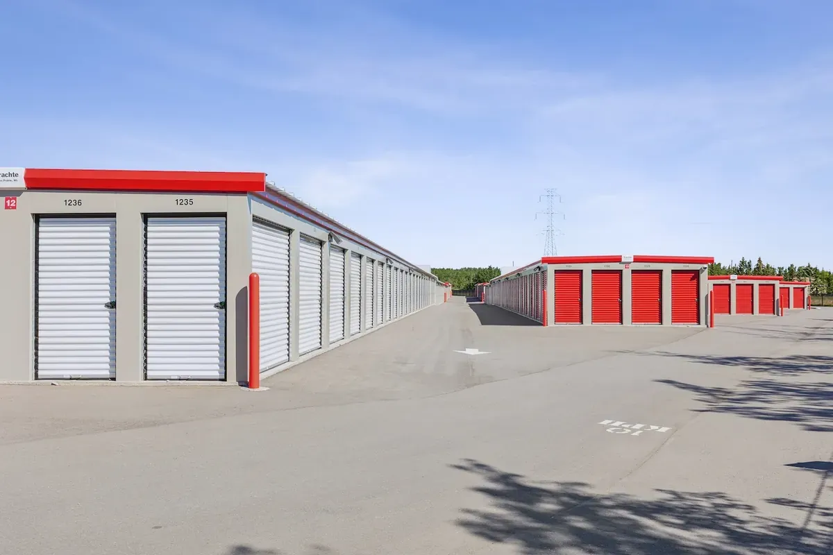 Otter Self Storage in Calgary facility aisle with drive up self storage units